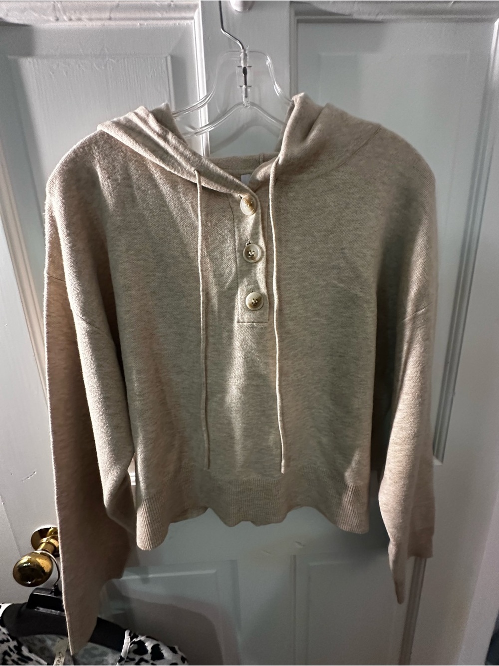 525 America Cream Hooded Button-Front Pullover
